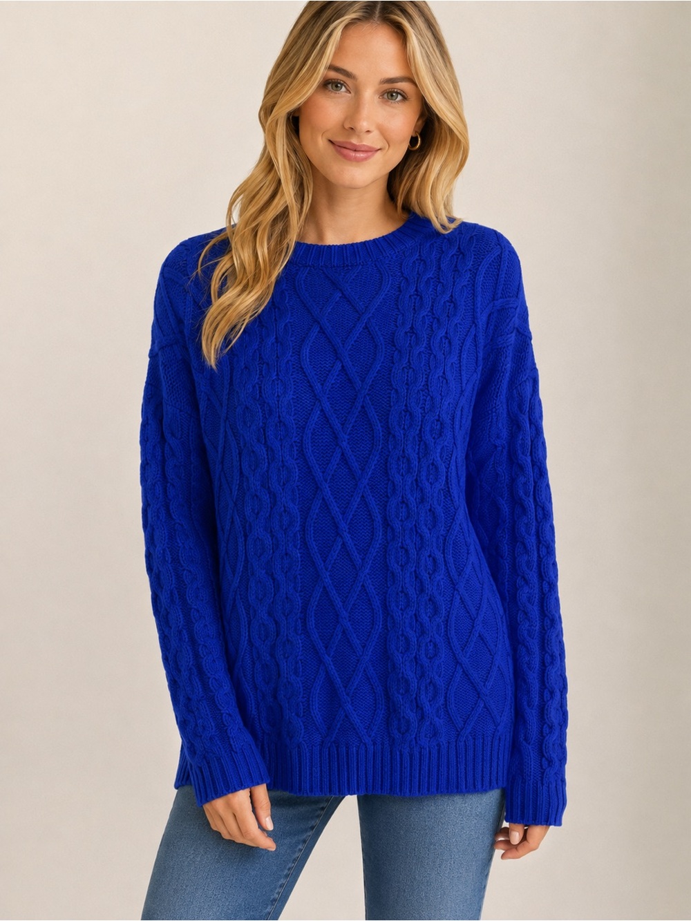 Long Tall Sally Royal Blue Cable Knit Sweater